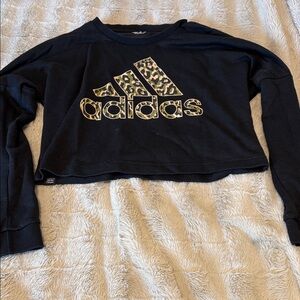 Adidas Black Crew Neck Sweater with Leopard Logo